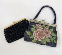Butler & Wilson beadwork evening bag with silver-coloured metal frame, a bead work strap, with