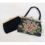 Butler & Wilson beadwork evening bag with silver-coloured metal frame, a bead work strap, with