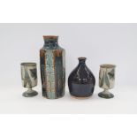 Peter Arnold for Alderney Pottery stoneware vase with mottled blue glaze, impressed mark to base (h.