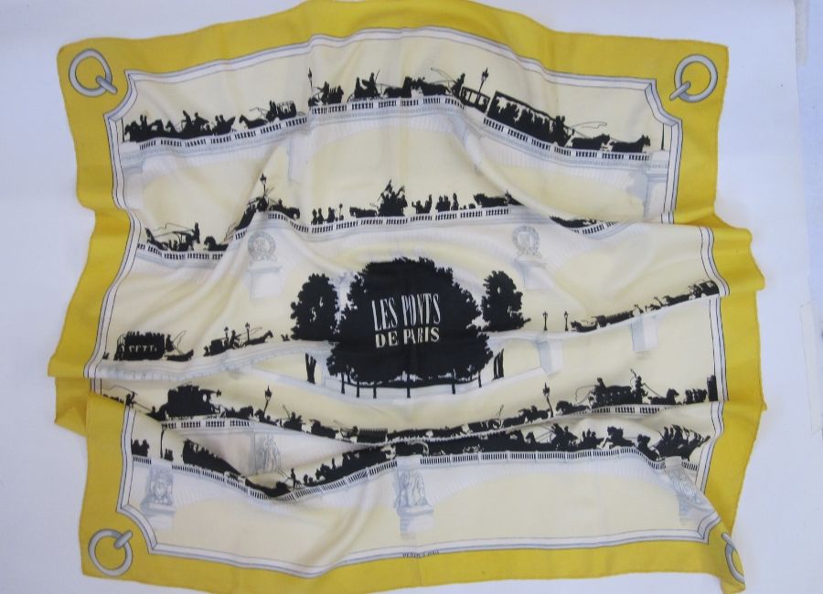 Hermes scarf 'Les Ponts de Paris', designed by Hugo Grygkar, the design originally released in 1953,
