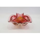 Josef Hospodka (1923-1989) for Chribska, Czech Republic, a cased glass tricorn bowl of organic