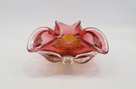 Josef Hospodka (1923-1989) for Chribska, Czech Republic, a cased glass tricorn bowl of organic