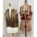 Turkish(?)/Middle Eastern embroidered velvet waistcoat with silver-coloured thread, braid and