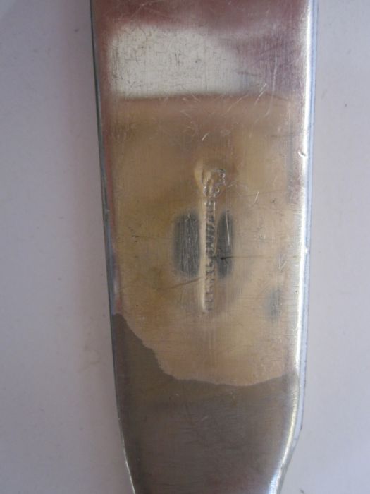 Austrian 'Handgeschmiedet' hand-beaten silver coloured metal flatware, stamped 800 and hallmarked, - Image 6 of 6