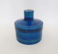 Bitossi Rimini blu lamp base of cylindrical mallet form, possibly by Aldo Londi, (h.19cm)