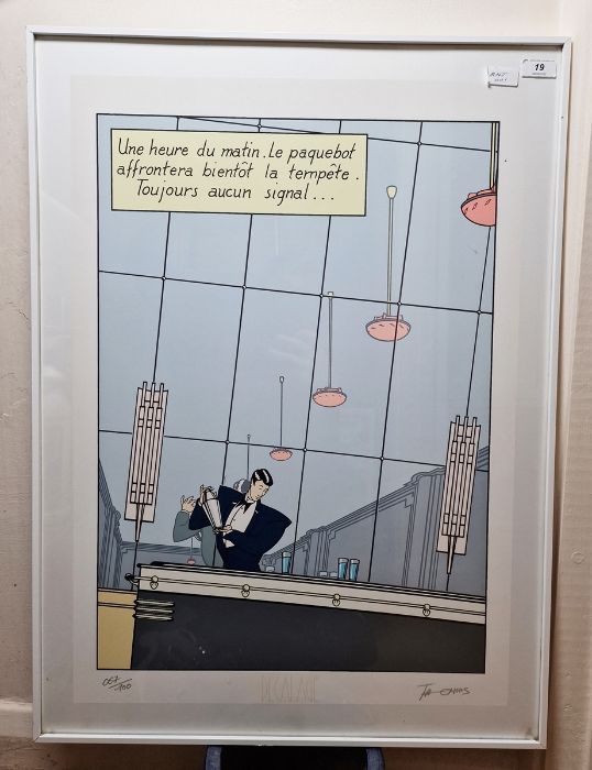 20th Century Limited edition print French Art Deco scene in a bar  "Une Heure du Matin, Les Paquebot - Image 2 of 10