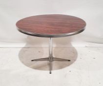 Rosewood effect topped circular breakfast table on chrome effect pedestal baseCondition ReportH.