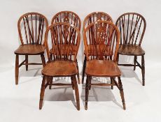 Set of six assorted country chairs to include an elm-seated stickback chair and others (6)