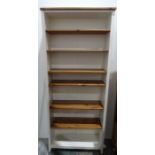 Open bookcase with adjustable pine shelves, cream finished body, 214cm x 90.5cm x 32cm