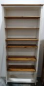 Open bookcase with adjustable pine shelves, cream finished body, 214cm x 90.5cm x 32cm