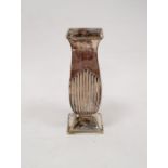 Early 20th century silver miniature vase, semi-gadrooned, on a square base, Birmingham 1916, maker