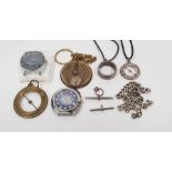 Silver chain, pocket sundial and other items (1 box)