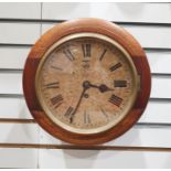 Oak cased circular wall clock, the painted dial with Roman numerals marked 'G VI R' with crown,