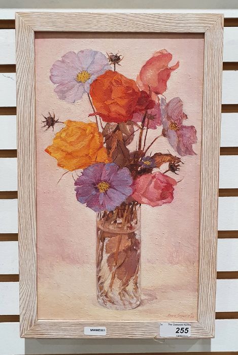 Alvaro Segovia  Oil on canvas  "Intima Primavera", still life study of flowers in vase, signed and - Image 2 of 3