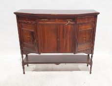 20th century breakfront rosewood sideboard with single drawer above cupboard doors, shelf under,
