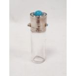 Victorian silver-mounted and glass scent bottle, the lid set with central turquoise cabochon