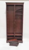 20th century mahogany bookcase with moulded cornice, on bracket feet base, 214cm x 91cm x 18.5cm
