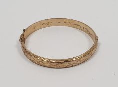 9ct gold bangle with engraved decoration, inscribed to the inside 'Today and Forever Love Danny