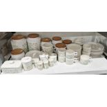 Hornsea Fleur kitchenwares to include storage jars, teacups, saucers, plates, etc (1 shelf)