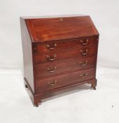 Georgian mahogany bureau with part fitted interior, on four long graduated drawers, bracket feet,
