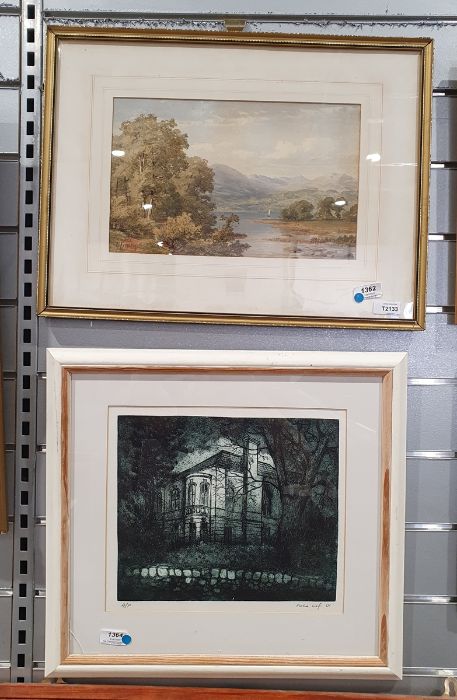 William James Ferguson (act. 1849-1886) Watercolour drawing  Lakeside landscape with single - Image 3 of 5