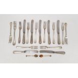 Set of early 20th century German J.A.Henckels Solingen table forks and knives, marked 800, viz:-