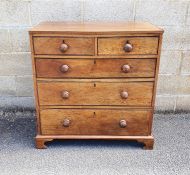 Mahogany chest of two short over three long drawers, the rectangular top with applied moulded