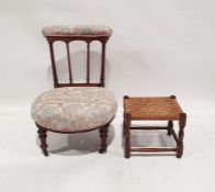 Late Victorian nursing chair and a string seated stool (2)