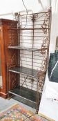Vintage French baker's rack / shelves with scrolling wrought iron and brass frame H. 243cm W. 94cm