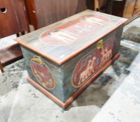 20th century painted wooden chest decorated with Egyptian figures