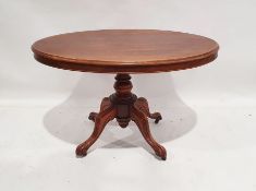 Early 20th century mahogany oval tilt-top loo table on turned pedestal, quadruped base, height 72cm,