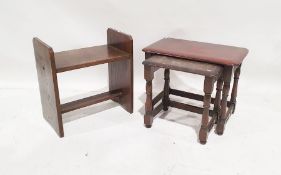 Nest of two oak tables and a stool (2)