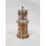 Early 20th century silver sifter with pointed finial, twist top, cylindrical body, on a circular