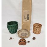 Waddy Productions tap dancing Dinah vintage wooden toy and three small wicker baskets (4)