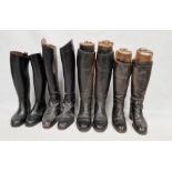 Pair of women's leather riding boots, size 3 with Maxwell boot trees, a pair of black leather riding