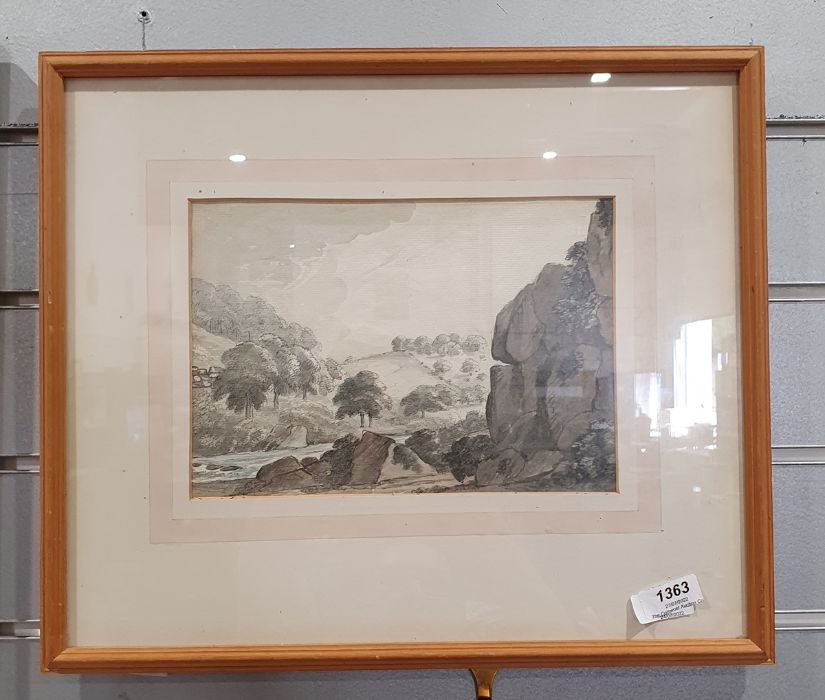 William James Ferguson (act. 1849-1886) Watercolour drawing  Lakeside landscape with single - Image 4 of 5