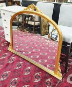 Large modern gilt framed overmantel mirror H. 105cm x L. 120cmCondition ReportH. 105cm x L. 120cm
