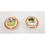 Two handpainted signed Lorna Bailey lidded cat pot from the Feline Fancies Collection, 'Winston' and