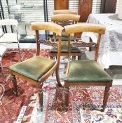 Four 19th century chairs with drop in seats and reeded front legs