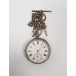 Victorian silver pocket watch and chain