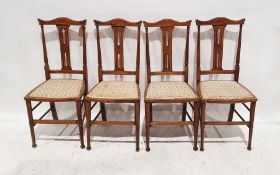Four Edwardian inlaid chairs with upholstered seats (4)