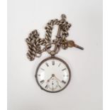 Victorian silver pocket watch and chain