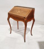 Late 19th century French Louis XV style kingwood and marquetry inlaid bureau de dame raised on