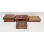 William IV mahogany and brass inlaid writing box, dated 1835, a jewellery box and two other boxes (