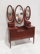 Early 20th century mahogany dressing table with three-part mirrored superstructure above two short