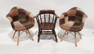 Pair of modern Westwood faux leather covered chairs and a captains chair