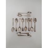 Set of six Georgian/William IV silver teaspoons with bright cut and wriggle engraving, maker TW,
