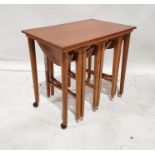 Mid century modern coffee tables by Poul Hundevad, with three teak nesting tables underCondition