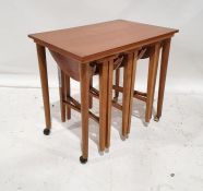 Mid century modern coffee tables by Poul Hundevad, with three teak nesting tables underCondition