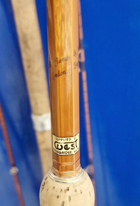 Vintage  B James and Son two piece cane fishing rod, a B James and Son, Richard Walker signature - Image 6 of 62